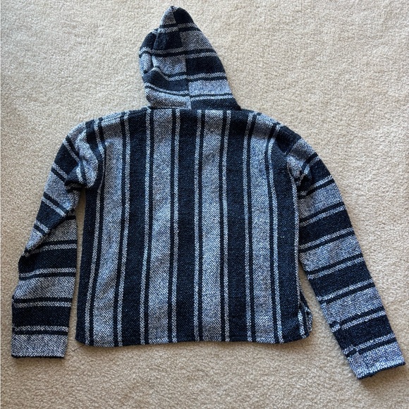 Striped Hooded Sweater - Black and Gray - Picture 3 of 3